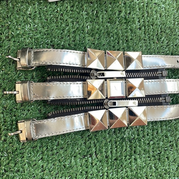 Karl lagerfeld silver stud watch triple band